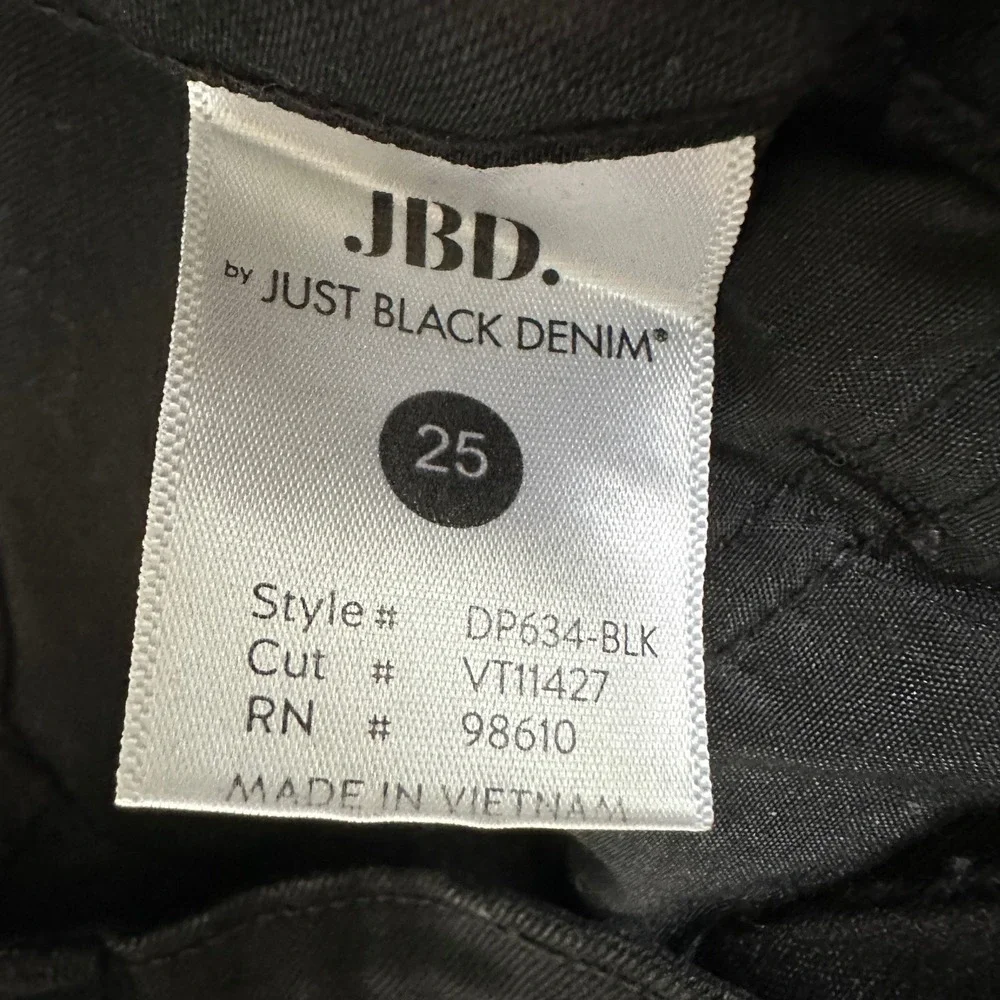 JBD Just Black Denim Flare Jeans Womens‎ 25 Black Raw Hem High Rise Stretch